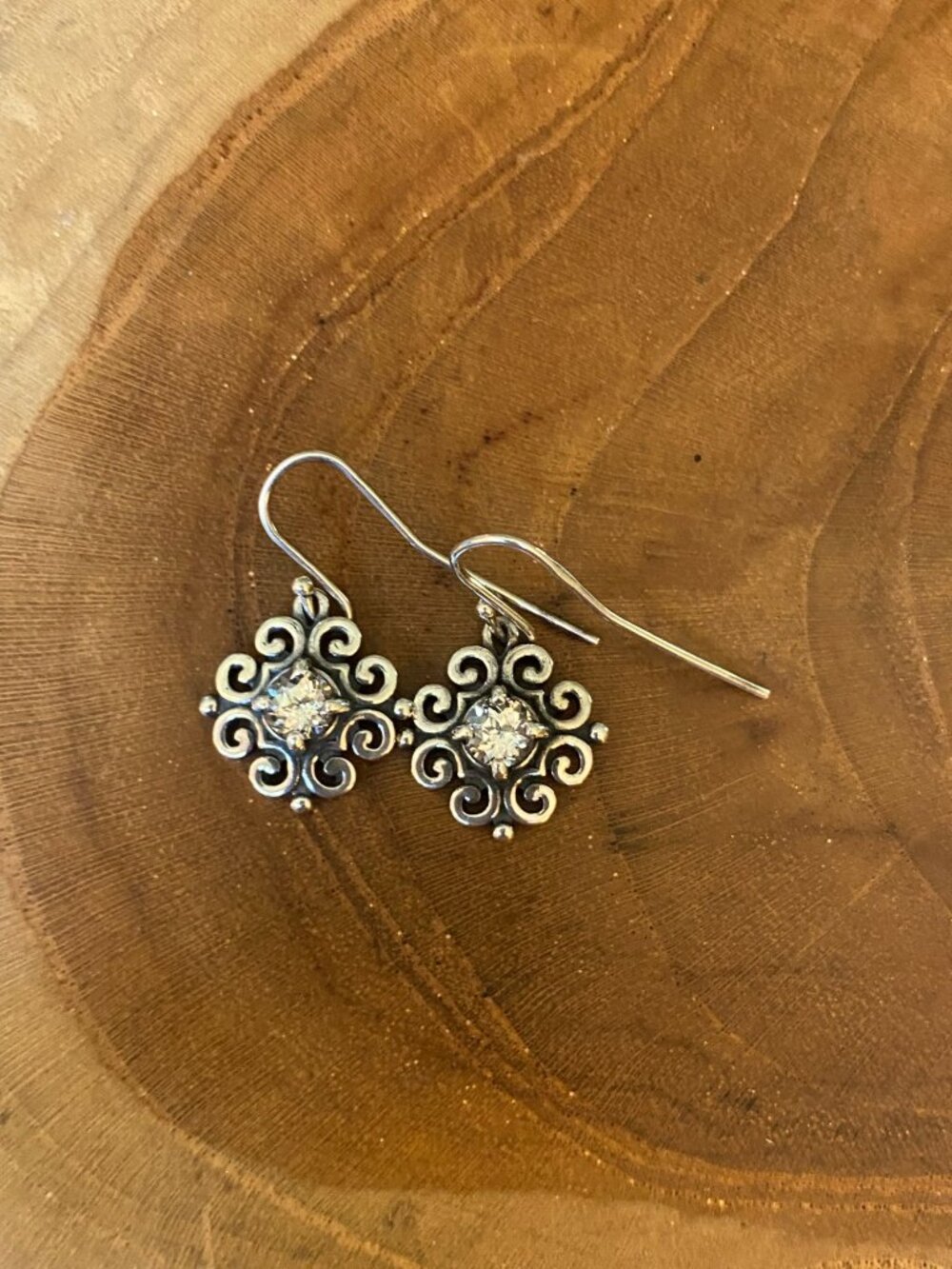 RETIRED James Avery Spanish Lace Birthstone Dangle Earrings, Sterling Silver